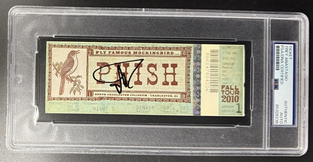 Trey Anastasio Phish Signed Autograph Fall Tour 2010 Ticket PSA/DNA Mockingbird