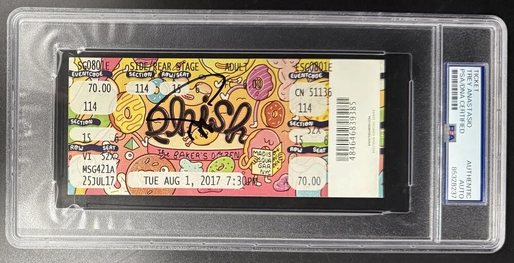 Trey Anastasio Phish Signed Autograph NYC Bakers Dozen Maple Ticket PSA/DNA COA