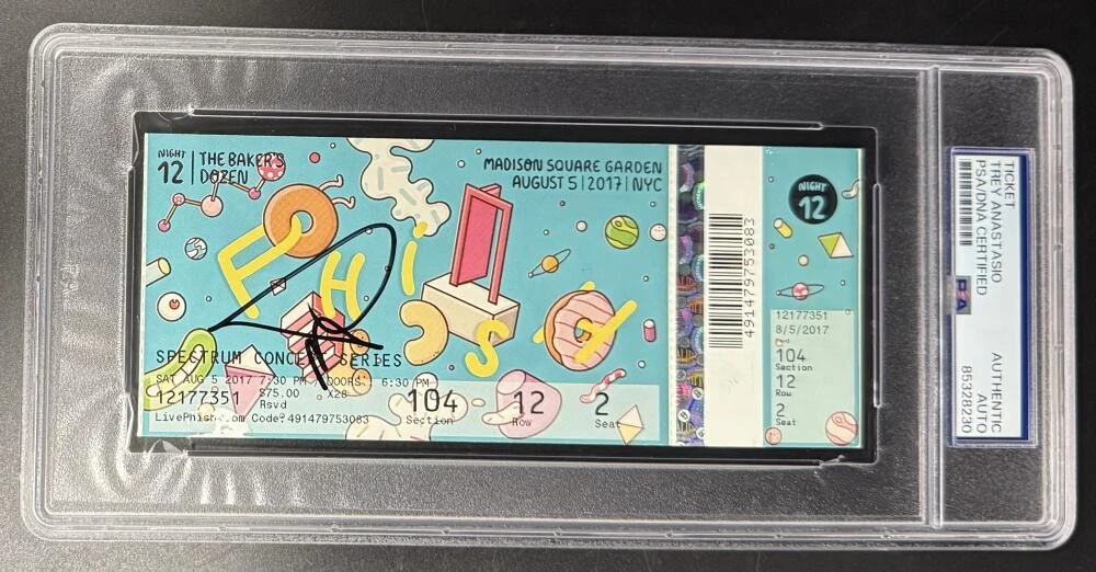 Trey Anastasio Phish Signed Autograph Bakers Dozen Boston Cream Ticket PSA/DNA C
