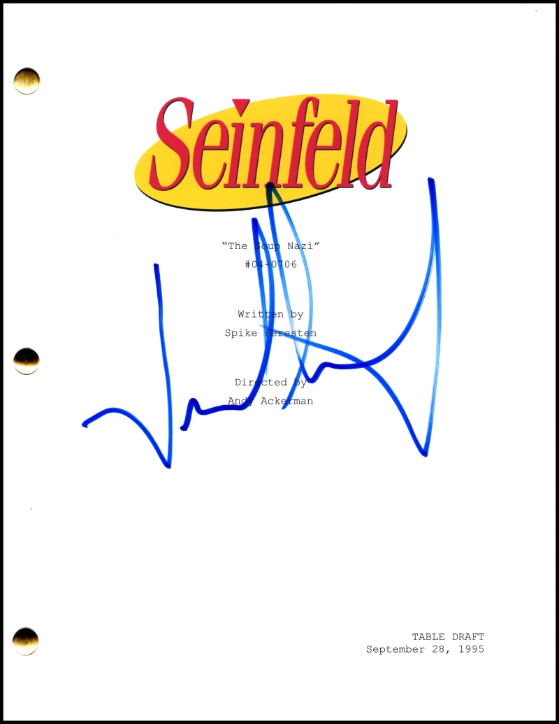 Jason Alexander Signed Autograph Seinfeld Soup Nazi Script - George Costanza