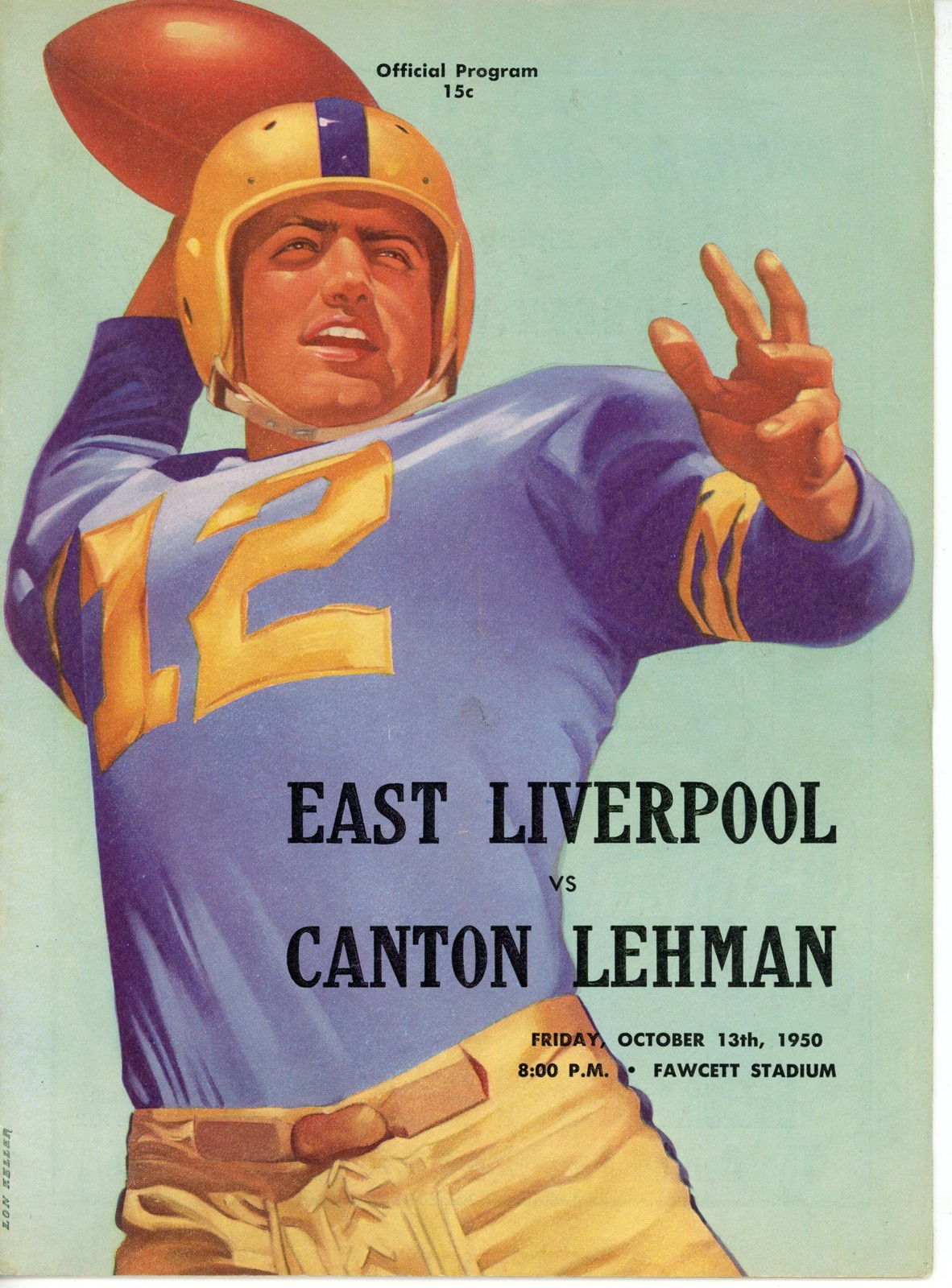 Ohio High School Football Program 10/13/1950 Canten-Lehman v. E. Liverpool 55931