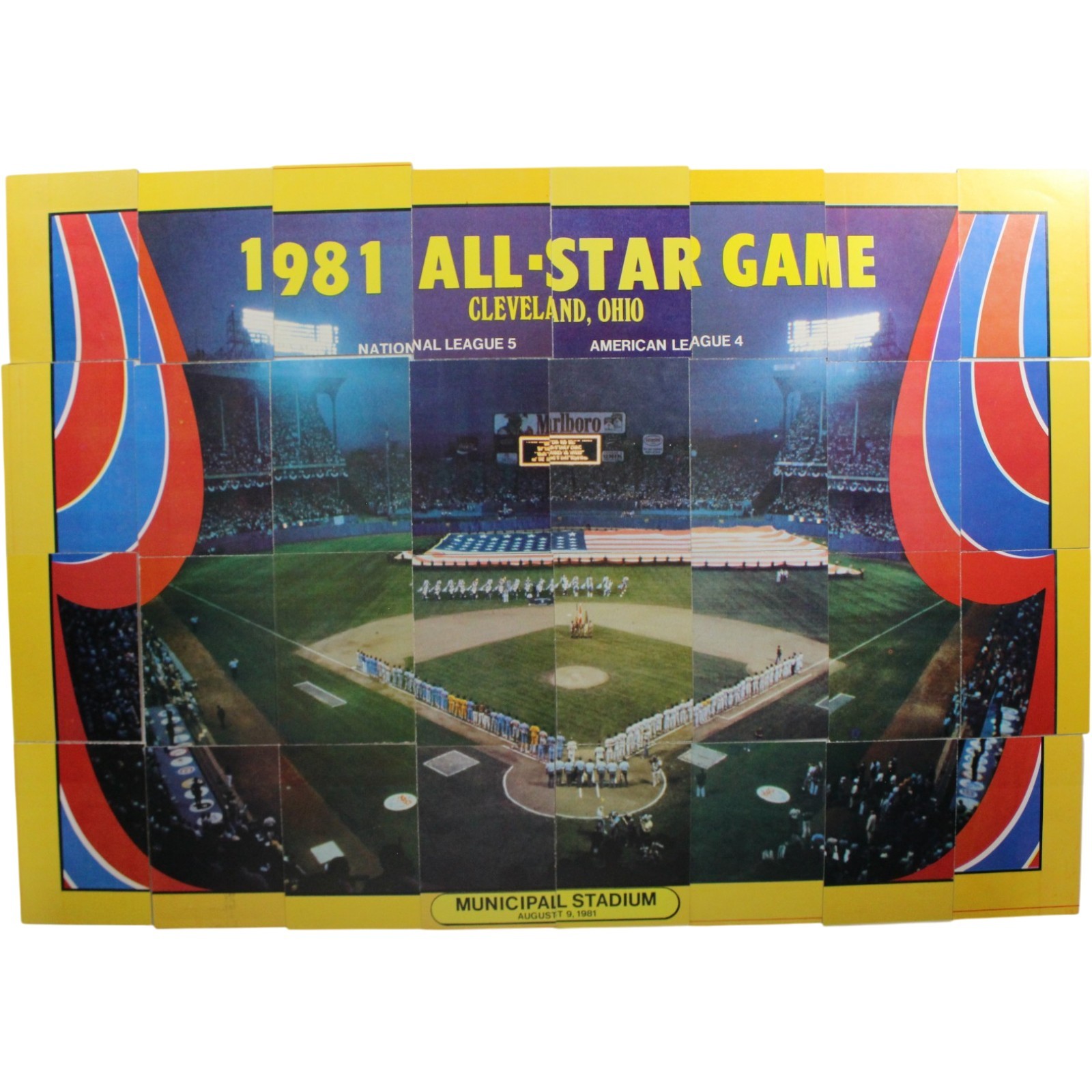 1982 MLB Fleer 32 Sticker 1981 All Star Game Picture Complete Puzzle Set 55964