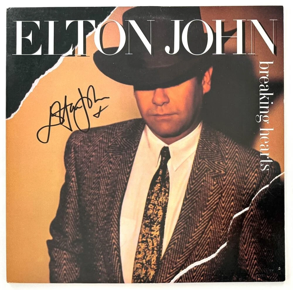 Elton John Signed Autograph Breaking Hearts Album Vinyl Record LP w/ JSA COA