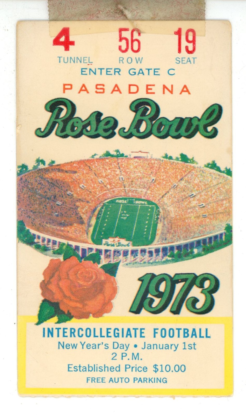 1973 Rose Bowl USC Trojans vs. Ohio State Buckeyes Ticket Stub 56106