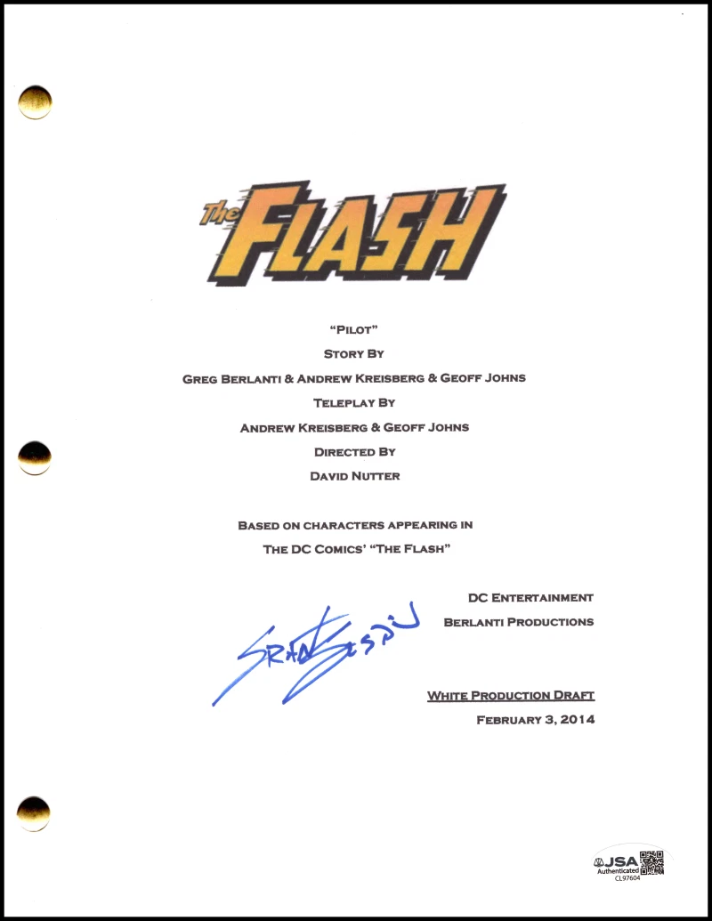 Grant Gustin Signed Autograph The Flash Full Pilot Script Screenplay w/ JSA COA