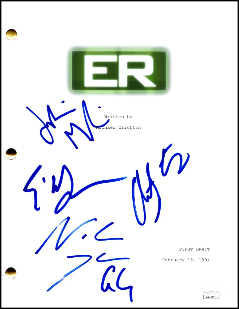 George Clooney Anthony Edwards Noah Wyle +2 Signed Autograph ER Script JSA COA