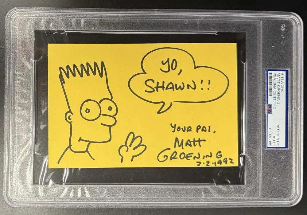 Matt Groening Signed Autograph PSA/DNA Encapsulated Slabbed Simpsons Bart Sketch