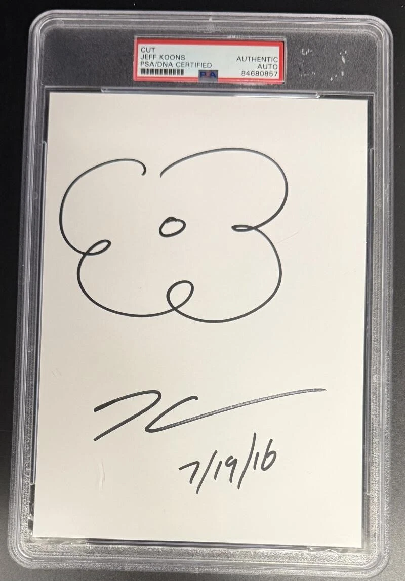 Jeff Koons Signed Autograph PSA/DNA COA Slab Hand Drawn 7-19-16 Flower Sketch