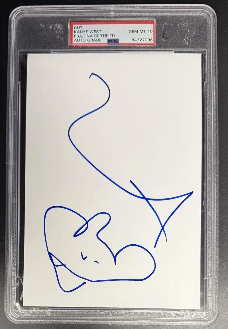 Kanye West Signed Autograph PSA/DNA Gem Mint 10 Slabbed Very Rare Sketch COA