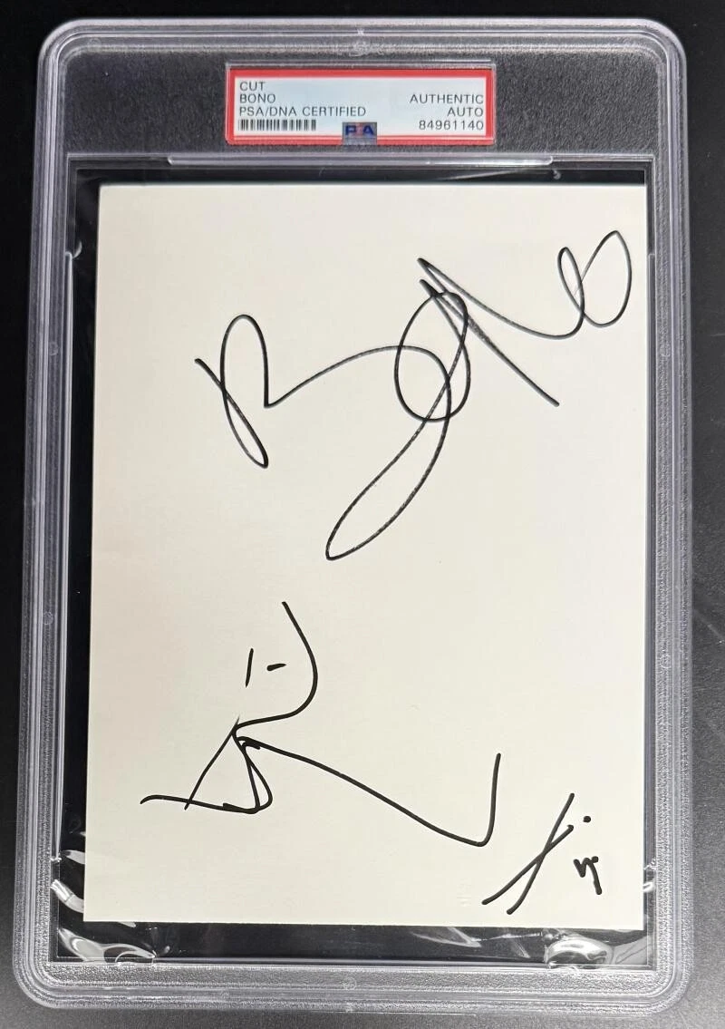 Bono U2 Signed Autograph PSA/DNA Slabbed Encapsulated Rare Face Sketch COA