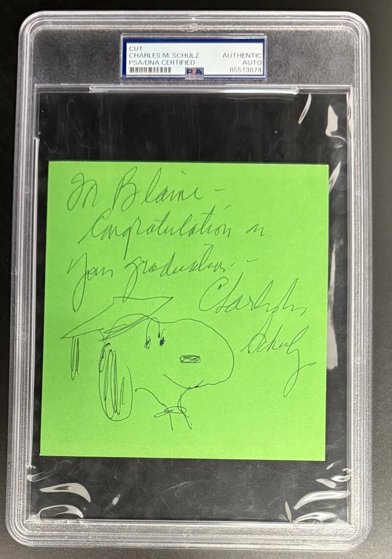 Charles M Schulz Signed Autograph PSA/DNA Hand Drawn Graduation Snoopy Sketch