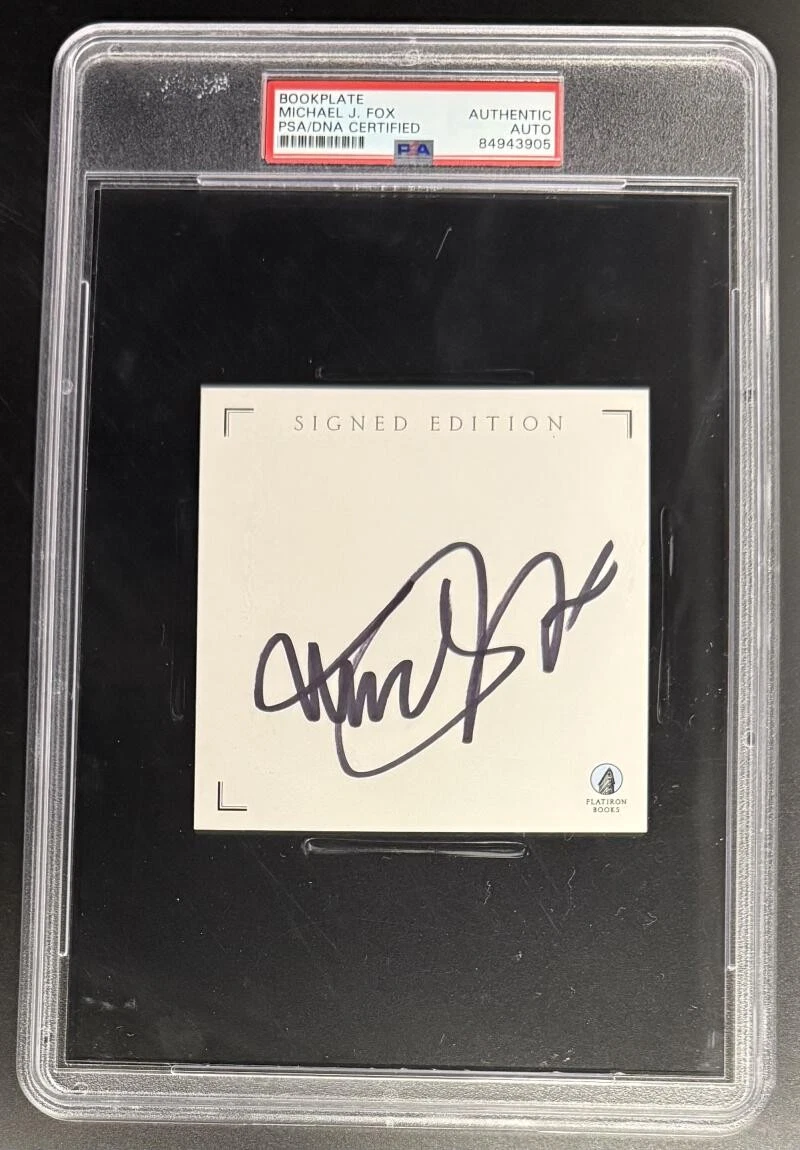Michael J Fox Signed Autograph PSA/DNA Slabbed Bookplate Cut - Marty McFly BTTF