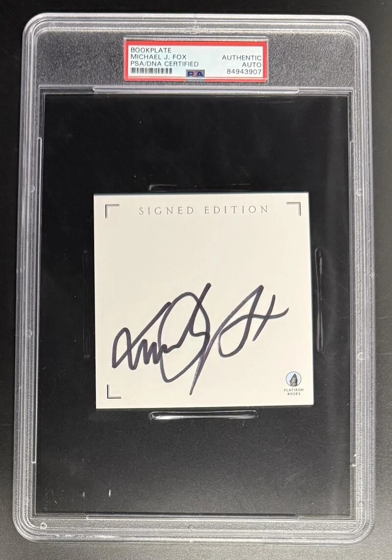 Michael J Fox Signed Autograph PSA/DNA Slabbed Encapsulated Bookplate Cut COA
