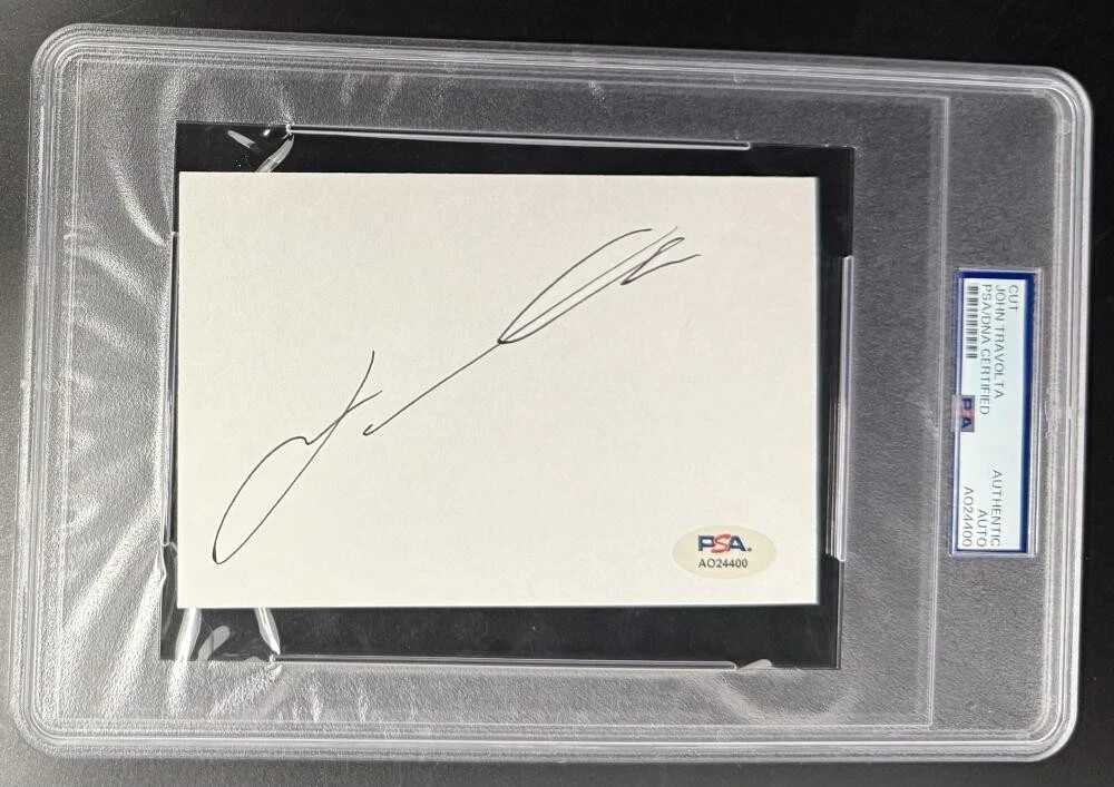 John Travolta Grease Full Signed Autograph PSA/DNA Slabbed Cut Card COA Rare