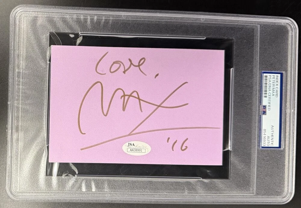 Peter Max Signed Autograph PSA/DNA Slabbed Cut Signature - Iconic Pop Artist