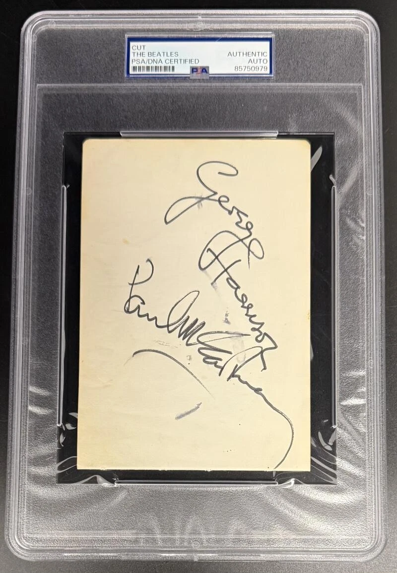 Paul McCartney & George Harrison Signed Autograph PSA/DNA Vintage Cut - Beatles