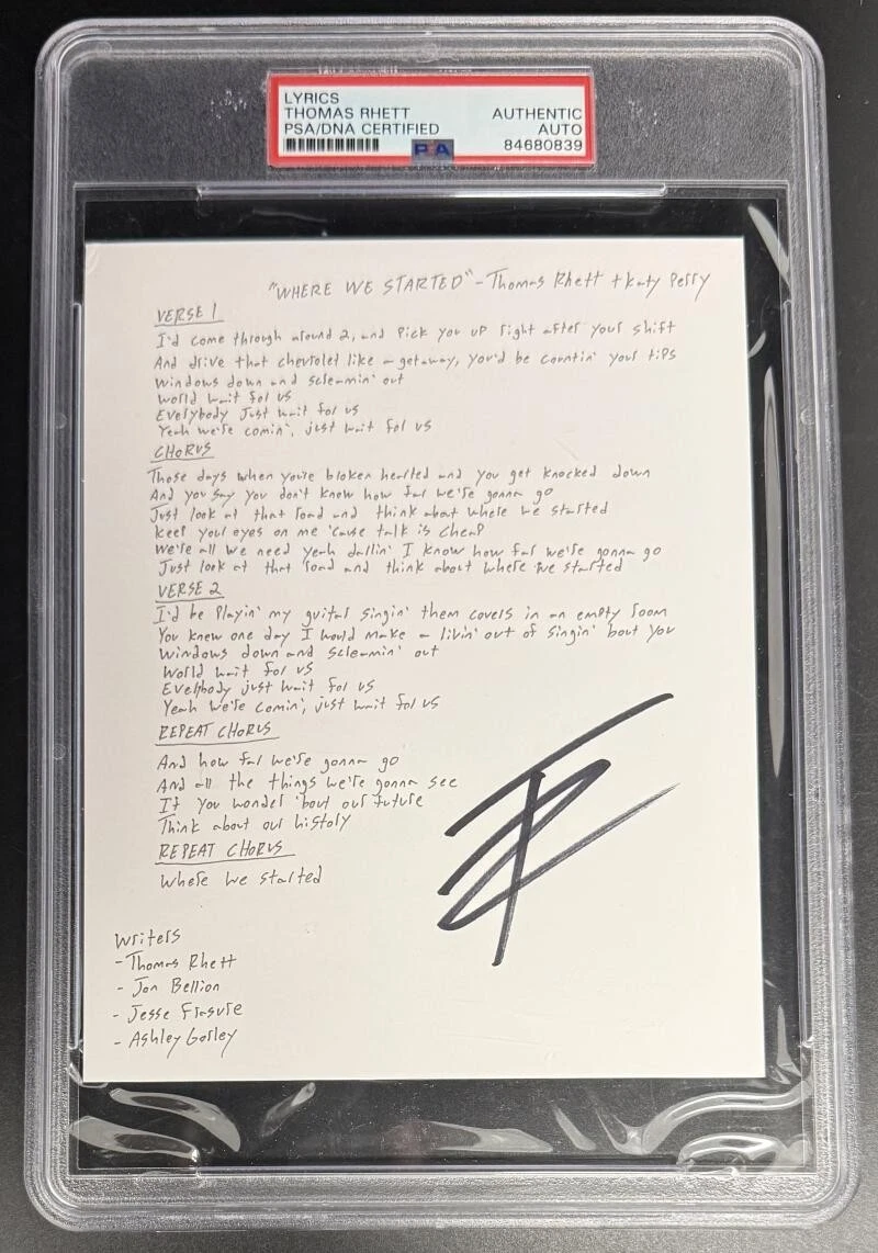Thomas Rhett Signed Autograph PSA/DNA Slabbed Where We Started Insert Lyrics
