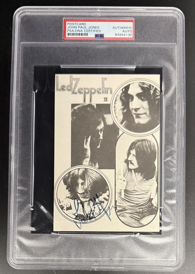John Paul Jones Signed Autograph PSA/DNA Slabbed Led Zeppelin 2 Postcard COA