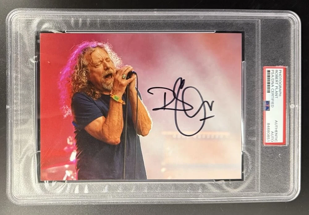 Robert Plant Led Zeppelin Signed Autograph PSA/DNA Slabbed Rare Photo Print COA