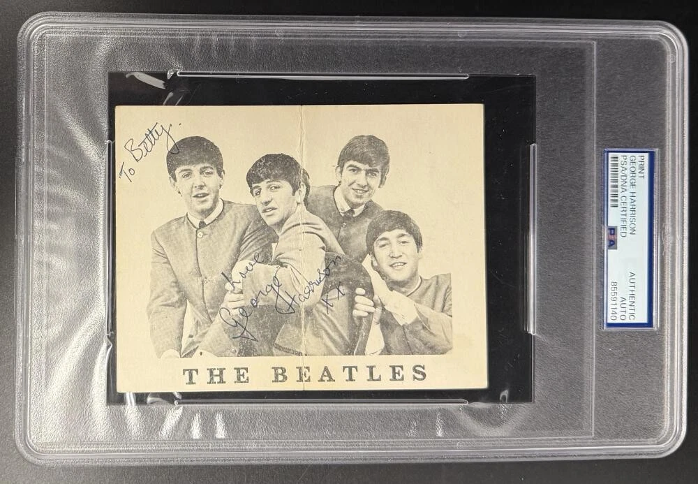 George Harrison Beatles Rare Signed Autograph PSA/DNA Slabbed Photo Print COA