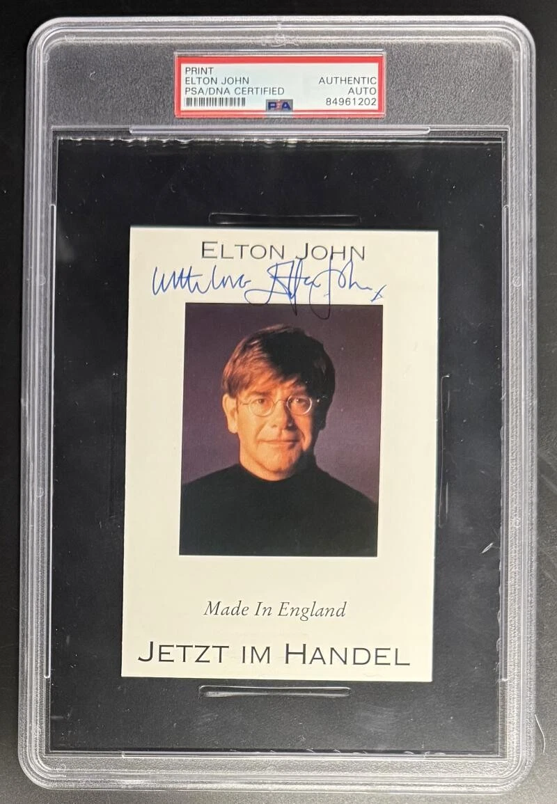 Elton John Signed Autograph PSA/DNA Slabbed Made In England Rare Photo Print COA