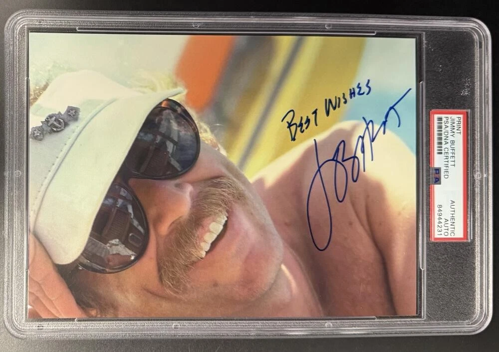 Jimmy Buffett Signed Autograph PSA/DNA Slabbed Margaritaville Photo Print COA