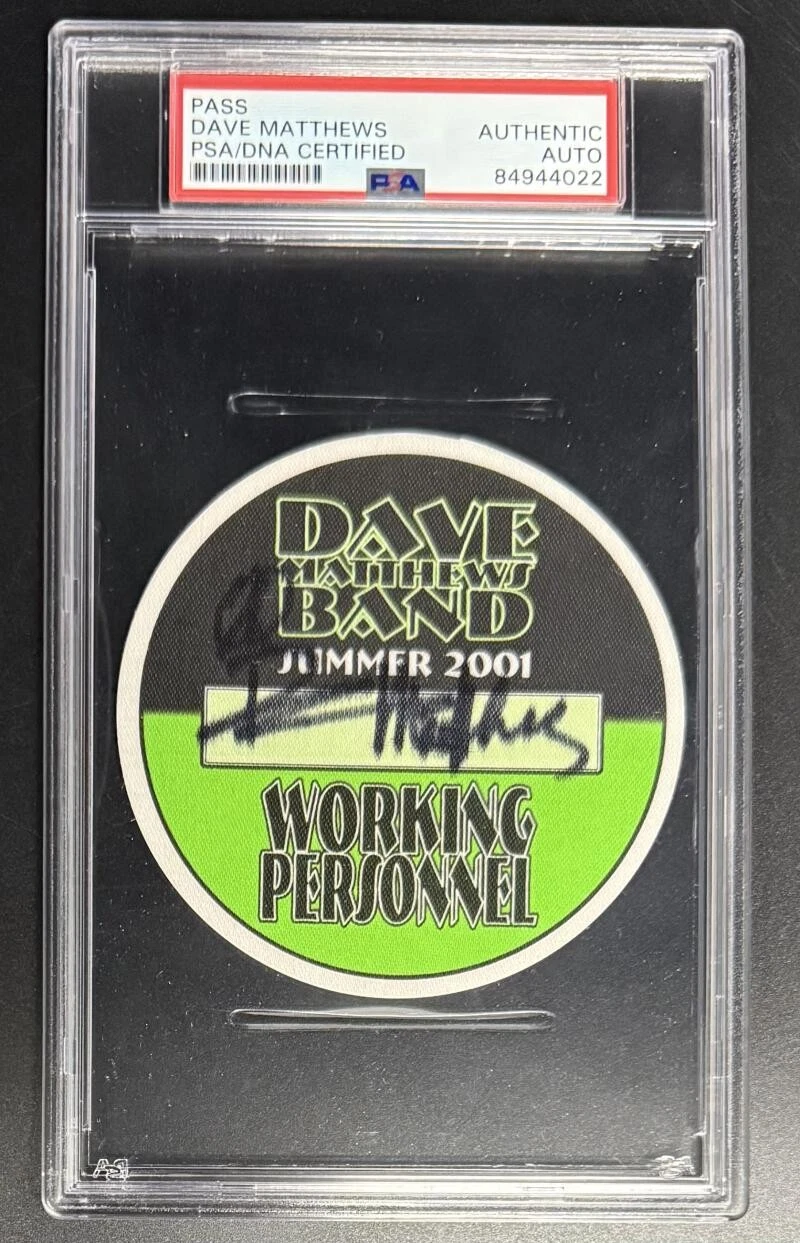 Dave Matthews Signed Autograph PSA/DNA COA Slab Summer Tour Crew VIP Band Pass