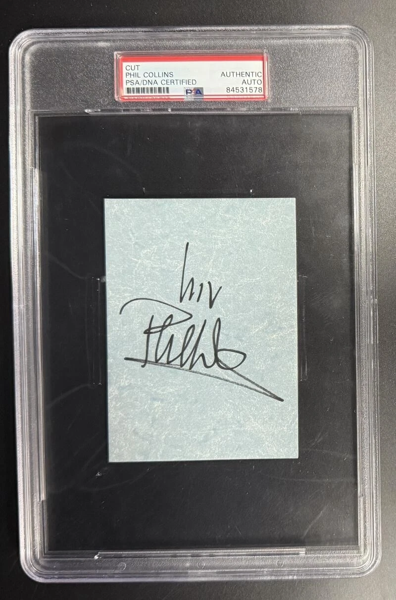 Phil Collins Genesis Signed Autograph PSA/DNA Slabbed Very Rare Cut Card COA