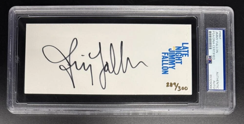 Jimmy Fallon Signed Autograph Slab Rare Late Night Show Cut Card PSA/DNA COA A
