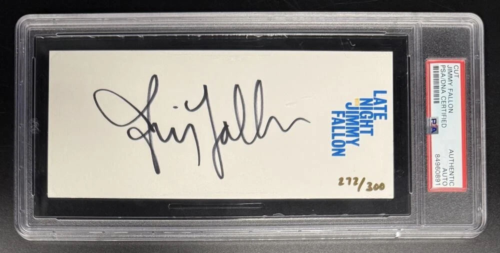 Jimmy Fallon Signed Autograph Slab Rare Late Night Show Cut Card PSA/DNA COA B