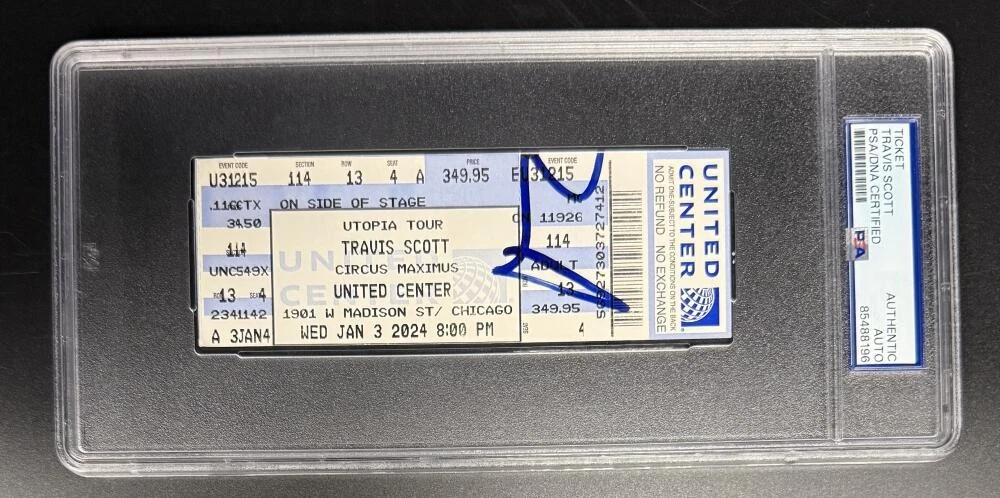 Travis Scott Signed Autograph Original 2024 Chicago Tour Rare Ticket PSA/DNA COA