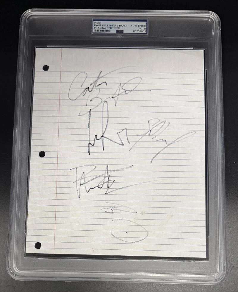 Dave Matthews Full Band Signed Autograph PSA/DNA Page - LeRoi Moore Dave +++