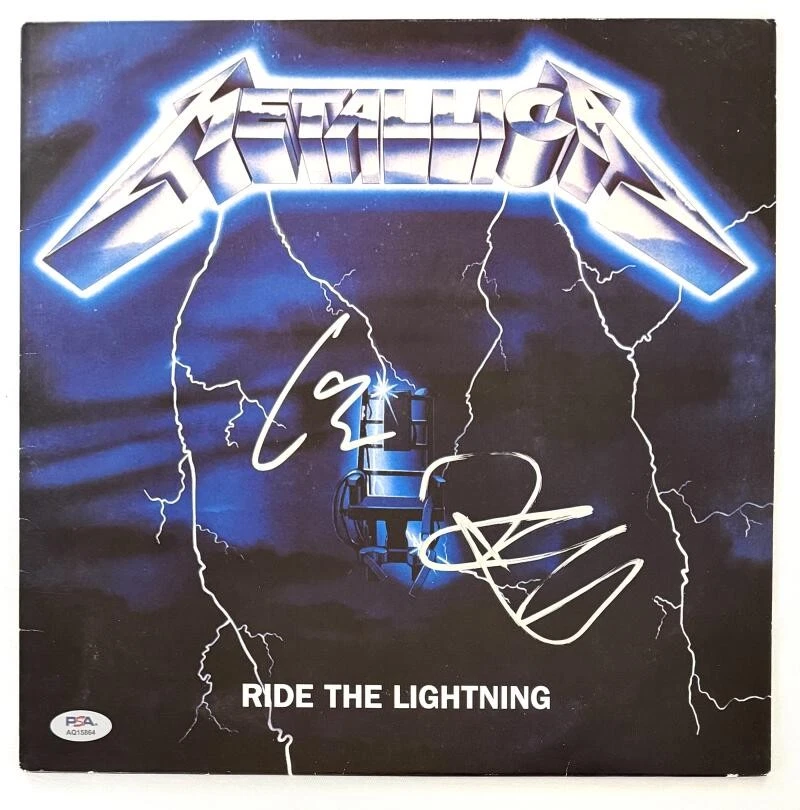 Lars Ulrich & Kirk Hammett Signed Autograph Metallica Album Vinyl Record PSA COA