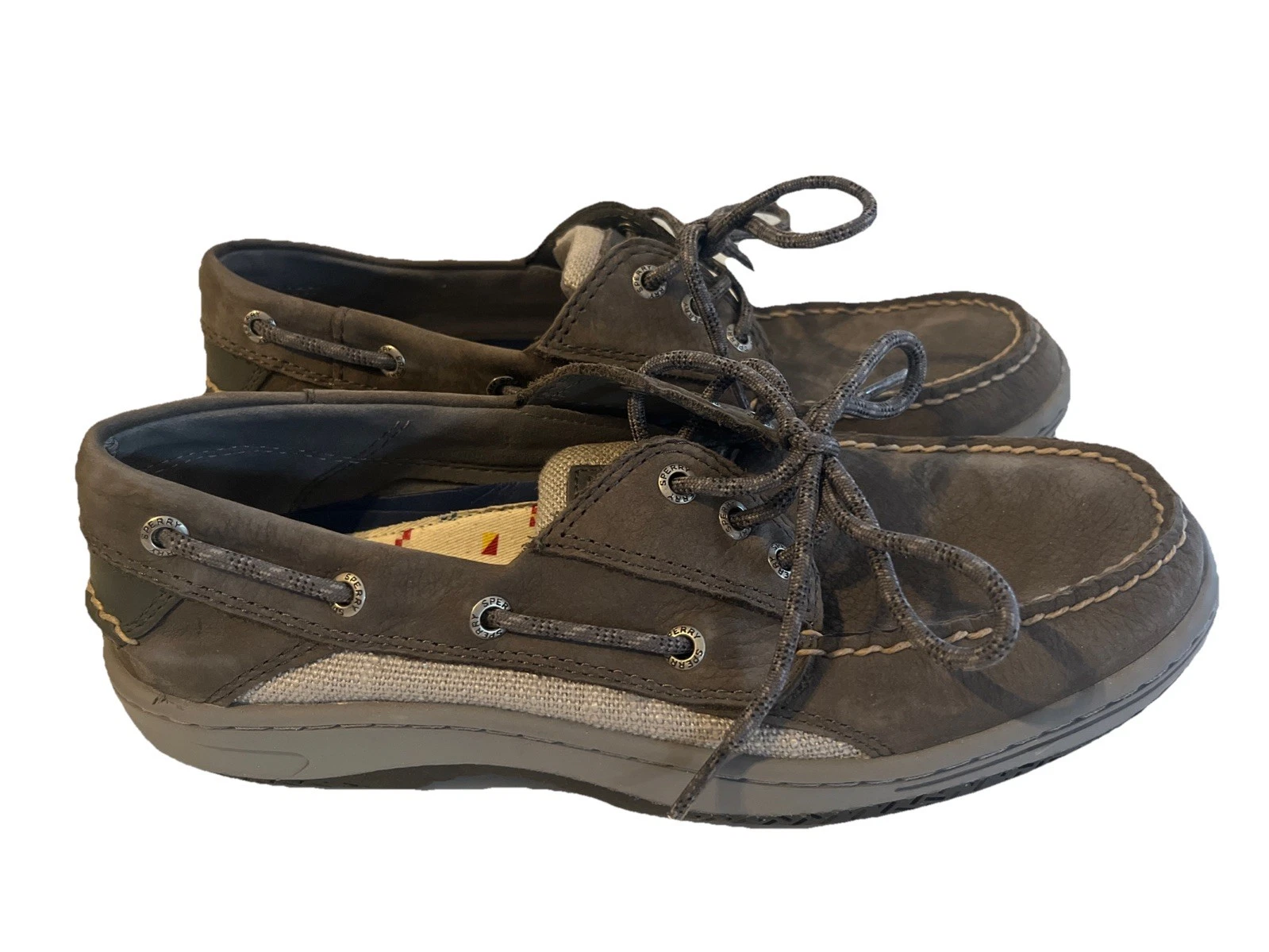 Size 8.5 Men's Sperry Billfish 3-Eye Leather Boat Shoes Gray STS25600