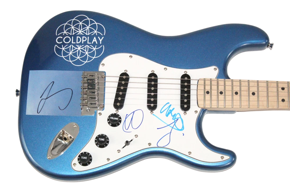 Coldplay Full Band Signed Autograph Guitar - Chris Martin Guy Will Jonny JSA COA
