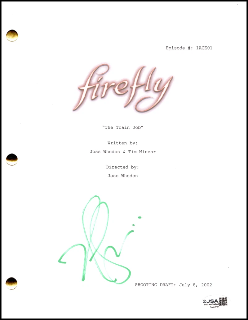 Nathan Fillion Signed Autograph Firefly Pilot Script - Mal Reynolds w/ JSA COA
