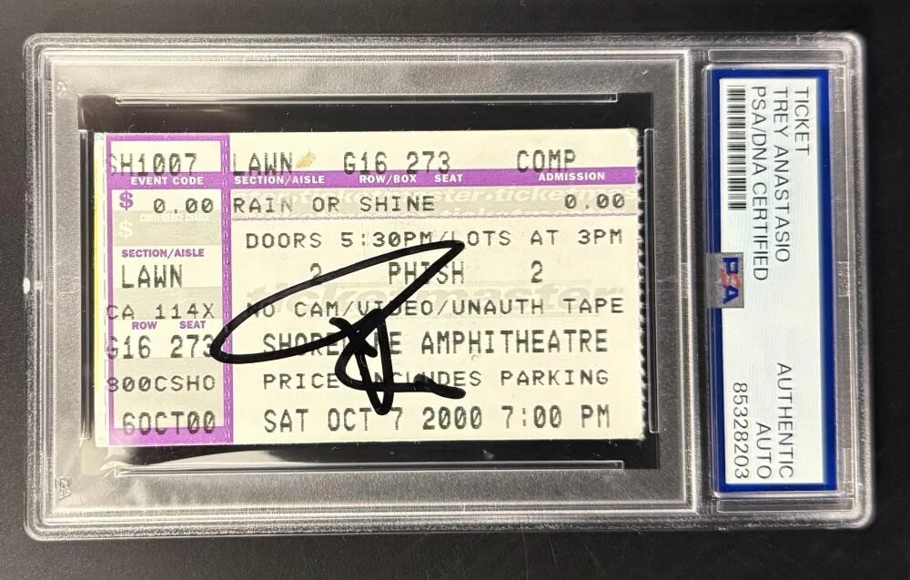 Trey Anastasio Signed Autograph Phish PSA/DNA COA Slab 2000 Shoreline Amp Ticket