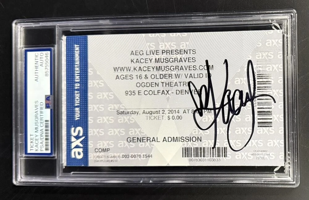 Kacey Musgraves Signed Autograph PSA/DNA COA Slabbed 2014 Original Rare Ticket