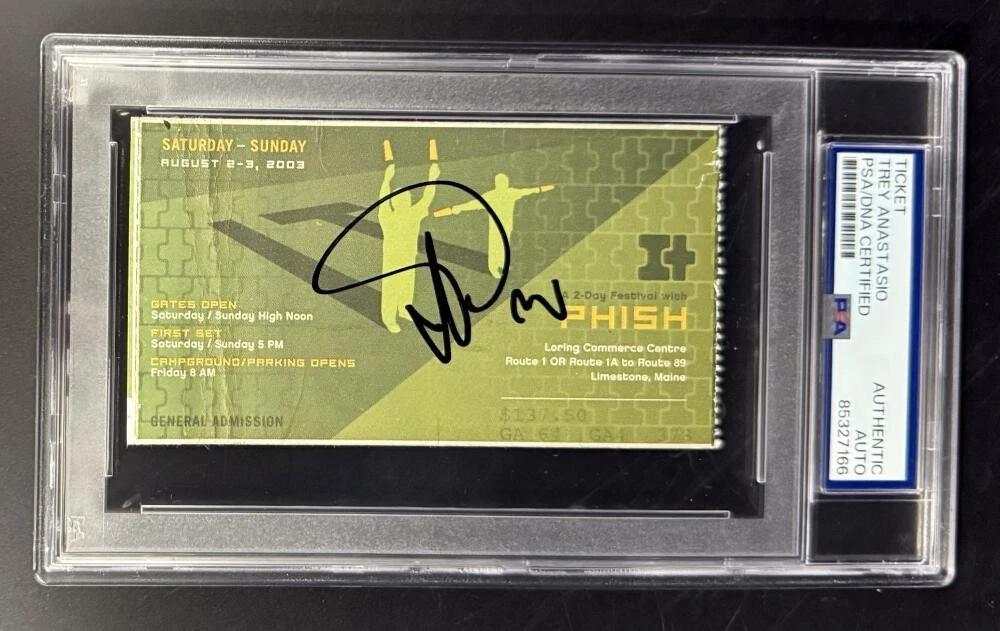 Trey Anastasio Phish Signed Autograph PSA/DNA COA Slabbed Limestone 2Day Ticket