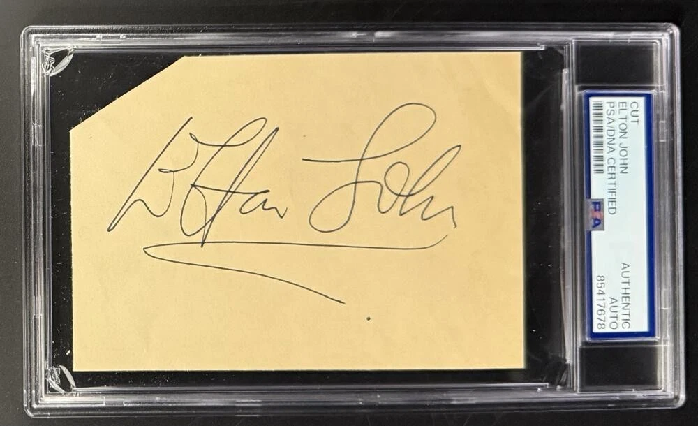 Sir Elton John Signed Autograph PSA/DNA Slabbed Vintage Full Cut Signature
