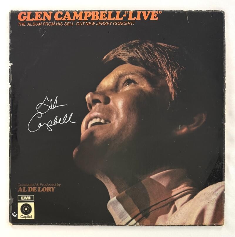 Glen Campbell Signed Autograph Live in NJ Album Vinyl Record LP w/ JSA COA