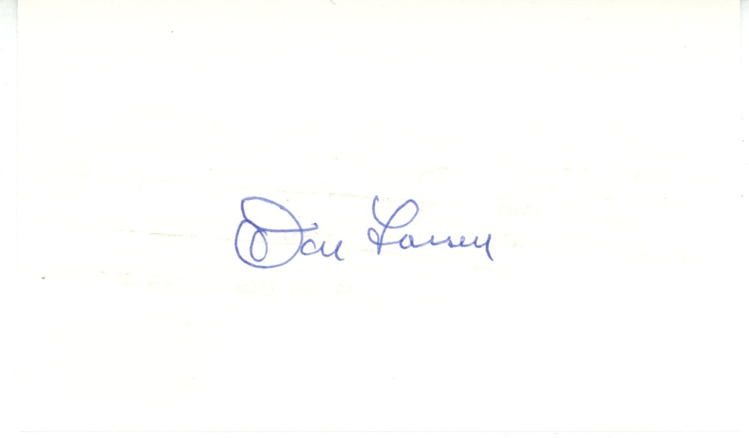Don Larson Autographed/Signed New York Yankees Index Card Beckett 56532