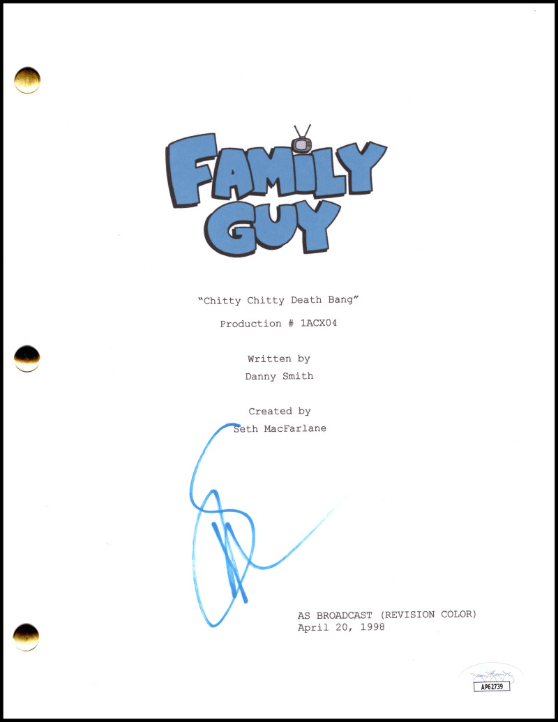 Seth MacFarlane Signed Autograph Family Guy Full Script Screenplay w/ JSA COA