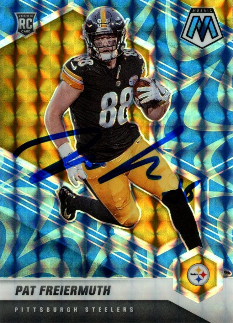 Pat Freiermuth Signed 21 Panini Mosaic Reactrive Blue #332 Card Beckett 56990