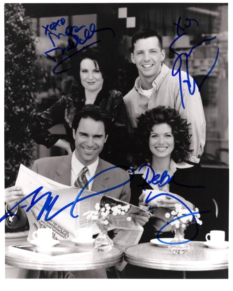 Will & Grace Full Cast Signed Autograph 8x10 Original Press Still Photo JSA COA