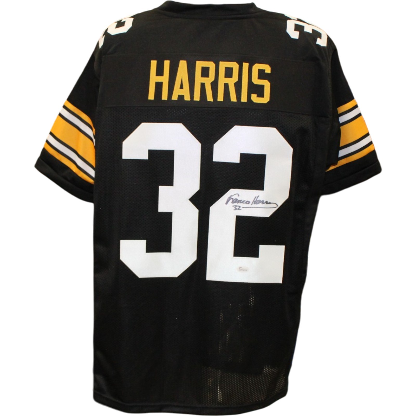Franco Harris Autographed/Signed Pro Style Size XL Black Jersey JSA 57027