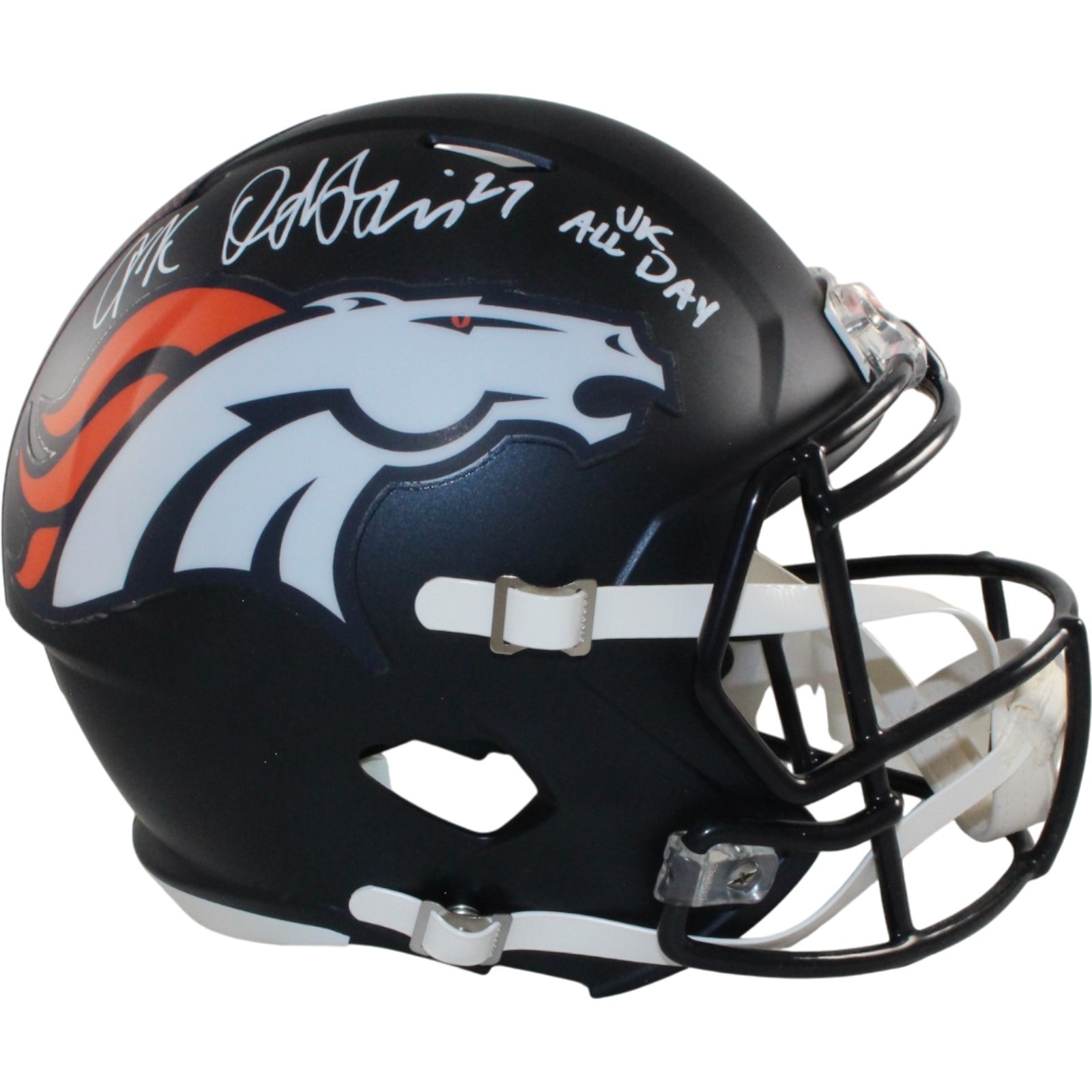 JK Dobbins Autogrraphed/Signed Denver Broncos F/S Helmet JK ALL DAY JSA 57172