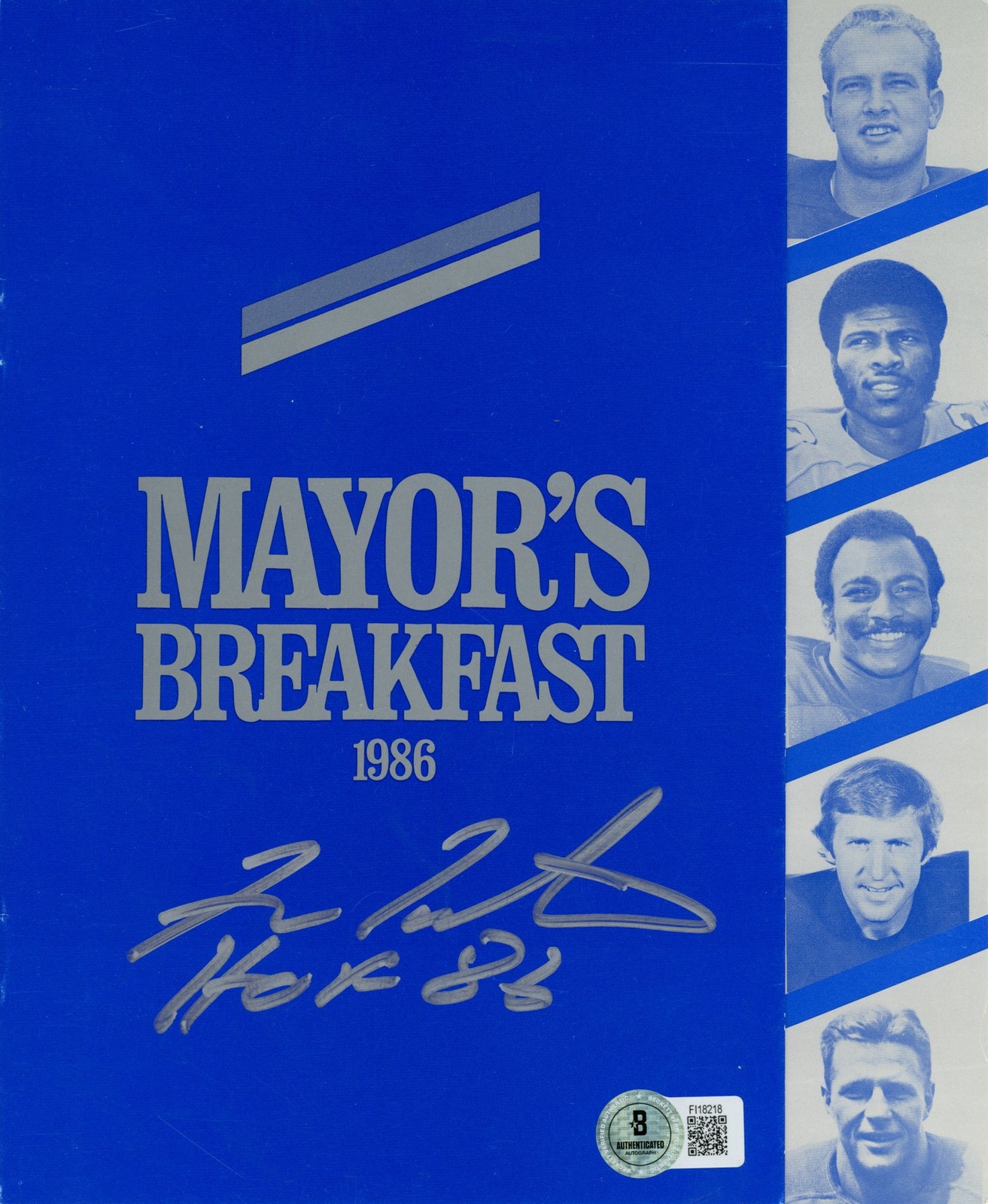 Fran Tarkenton Signed Minnesota Vikings 86 Mayor B'Fast Magazine Beckett 57197