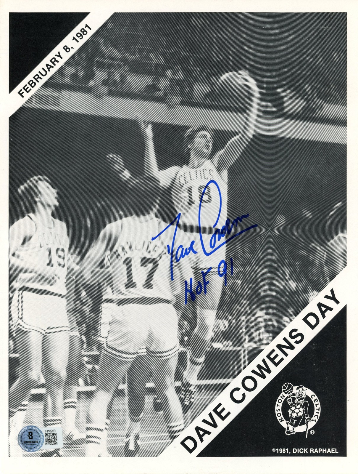 Dave Cowens Autographed Boston Celtics 1981 Booklet Cowens Day Beckett 57247