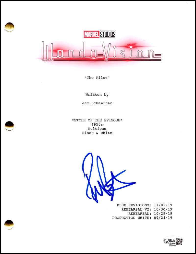 Paul Bettany Signed Autograph WandaVision Full Pilot Script Screenplay JSA COA